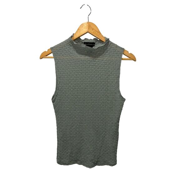 Revolve House of Harlow Size Medium Sheer Sleeveless Mock Neck Textured Tank Top - Picture 1 of 5